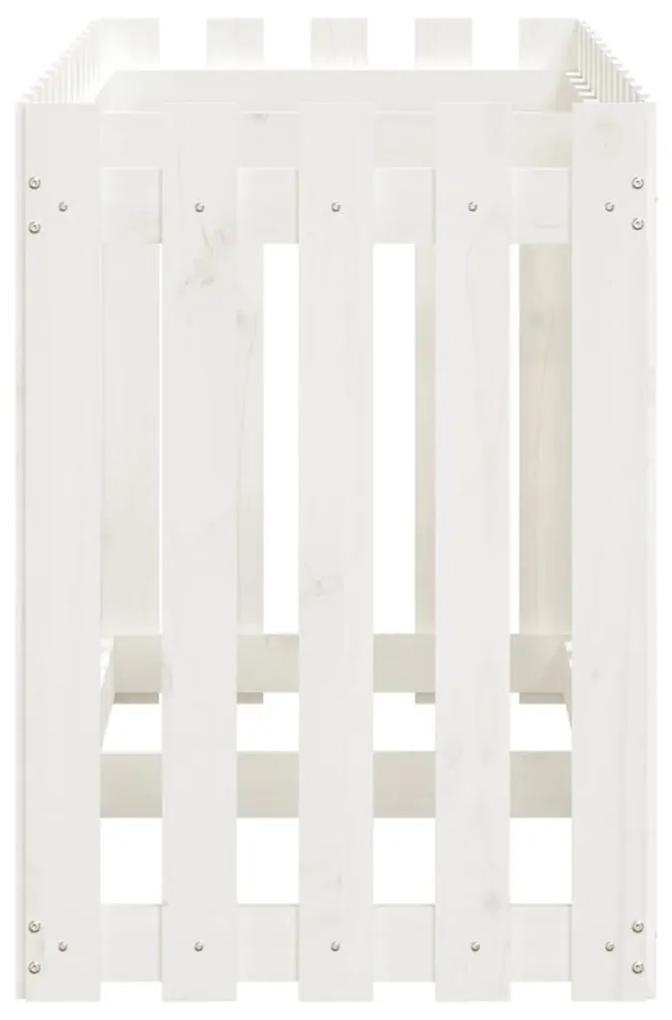 Ζαρντινιέρα Υπερυψωμένη Σχ Φράχτη Λευκή 150x50x70εκ Μασίφ Πεύκο - Λευκό