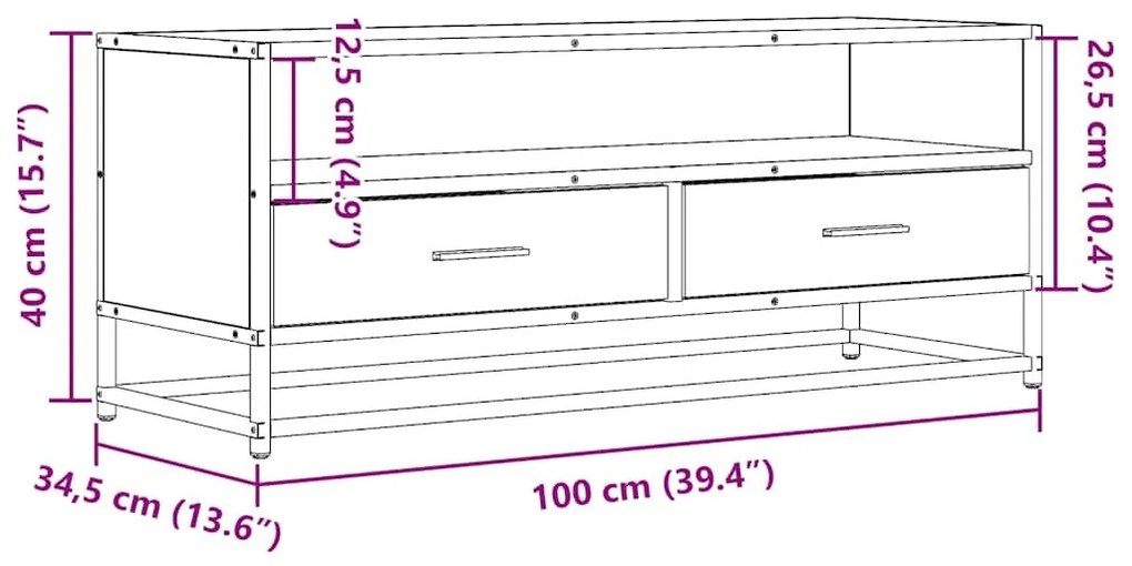 ντουλάπι τηλεόρασης Γκρι Sonoma 100x34,5x40 cm - Γκρι