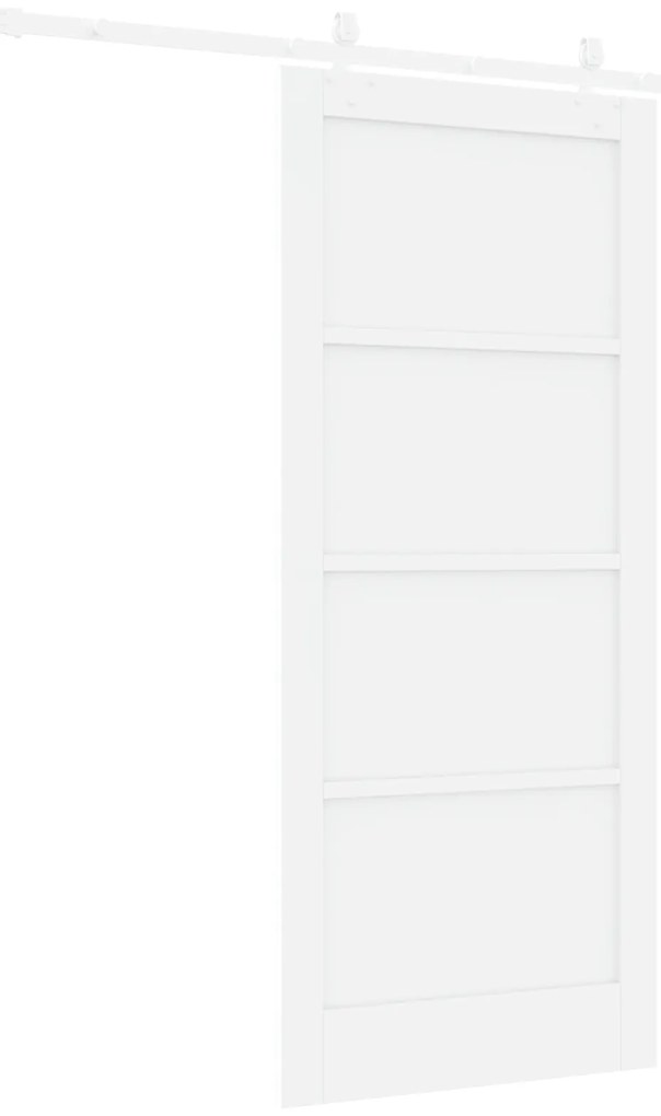 vidaXL Συρόμενη Πόρτα με Σετ Υλικών Λευκή 86x198.5 εκ Από Στερεό Ξύλο Πεύκου