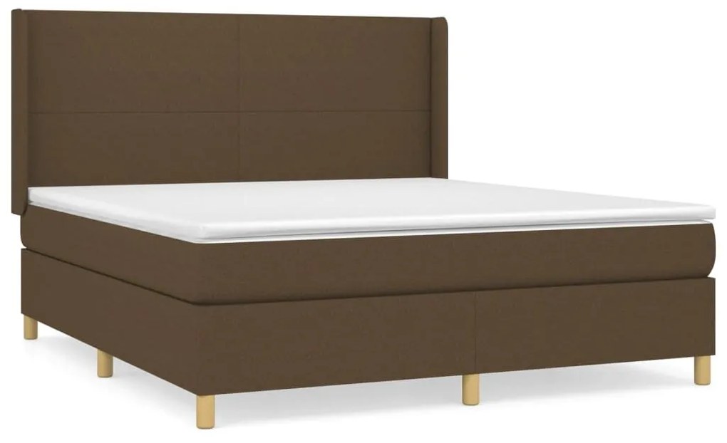 Κρεβάτι Boxspring με Στρώμα Σκούρο Καφέ 160x200 εκ Υφασμάτινο - Καφέ