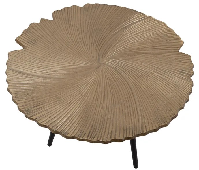 LEAF 50 SIDE TABLE ΧΡΥΣΟ ΜΑΤ ΜΑΥΡΟ D50xH36cm - 04-0612