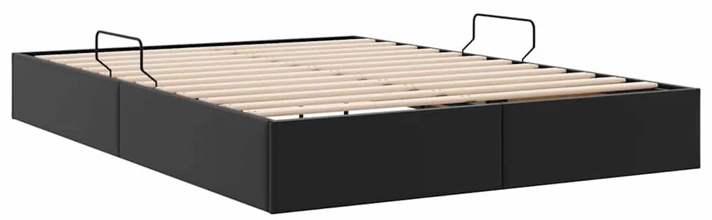 vidaXL Κρεβάτι Αποθήκης με στρώμα Μαύρο 140 x 200 cm Τεχνητό δέρμα