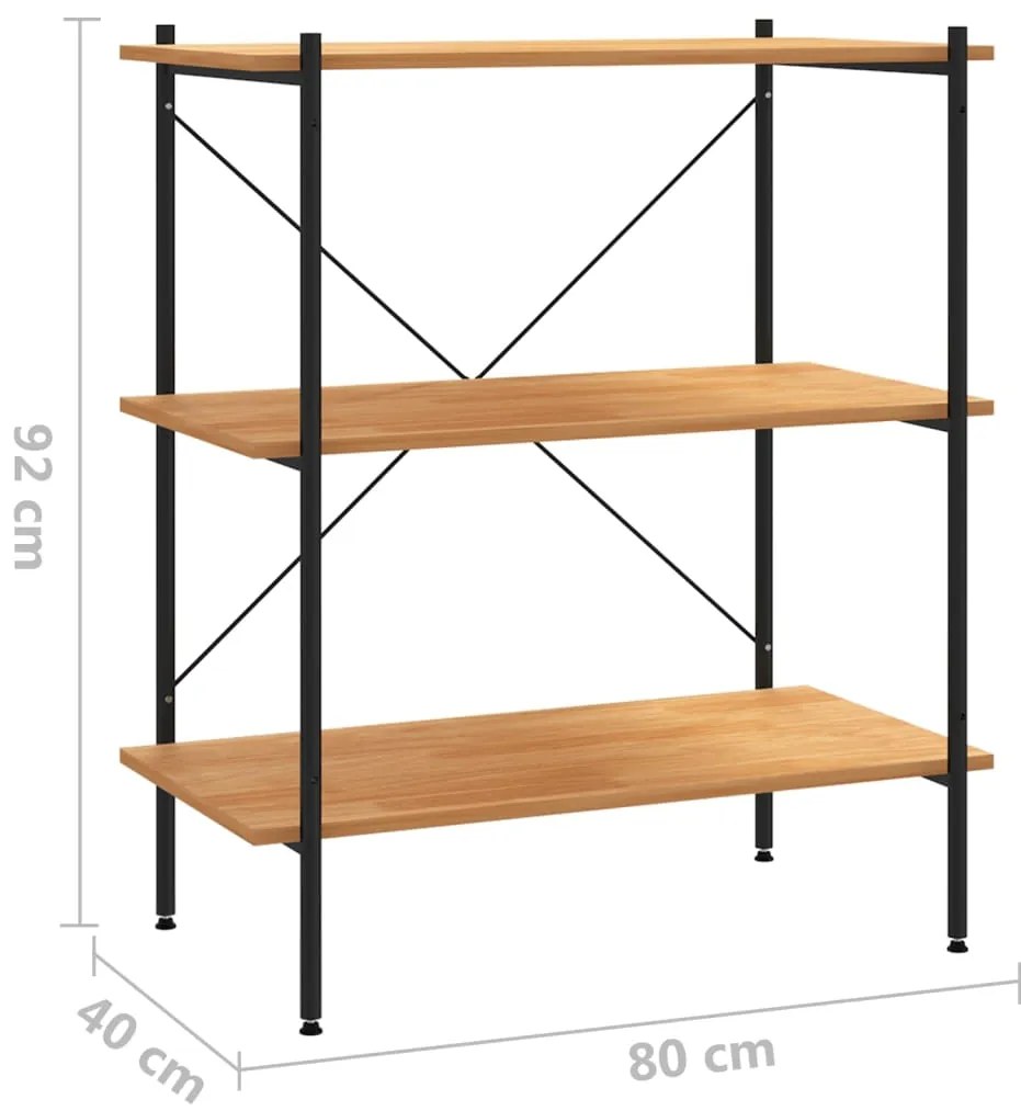 vidaXL Ραφιέρα 3 Επιπέδων Μαύρη και Δρυς 80 x 40 x 92 εκ.