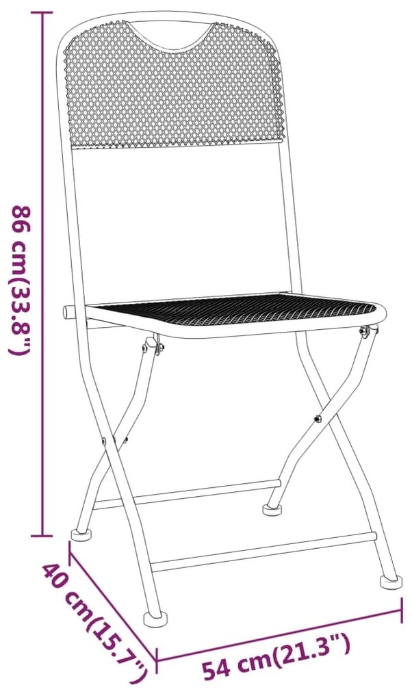 vidaXL Καρέκλες Κήπου Πτυσσόμ. 4 τεμ. Ανθρακί Εκτετ. Μεταλλικό Πλέγμα