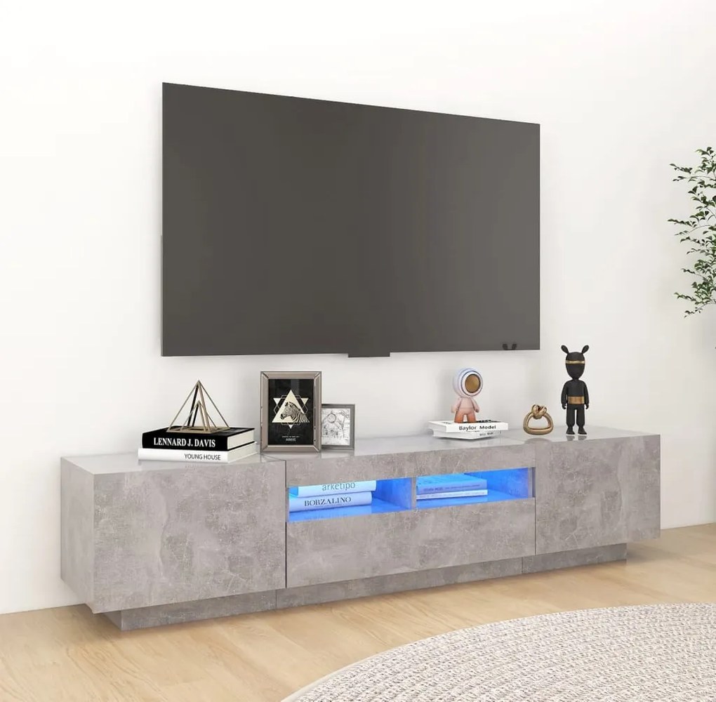 vidaXL Έπιπλο Τηλεόρασης με LED Γκρι Σκυροδέματος 180 x 35 x 40 εκ.