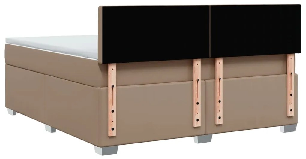 vidaXL Κρεβάτι Boxspring με Στρώμα Καπουτσίνο 180x200 εκ. Συνθ. Δέρμα