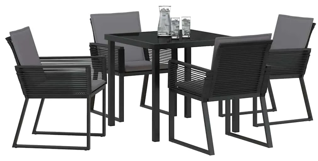 vidaXL Σέτ φαγητού για κήπο 5 pcs Μαύρο Πολυ ράταν