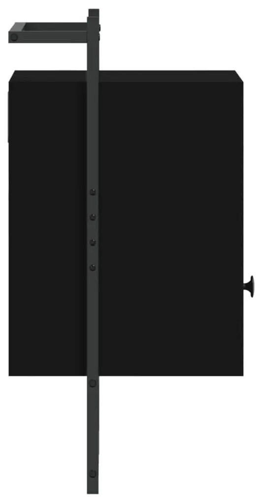 Κομοδίνα Επιτοίχια 2 τεμ. Μαύρο 40x30x61 εκ. από Επεξεργ. Ξύλο - Μαύρο