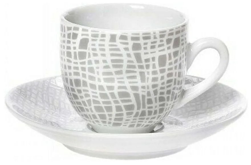 Φλυτζάνι Καφέ Με Πιατάκι Fashion 25.638.17 100ml White-Grey Cryspo Trio Porcelain