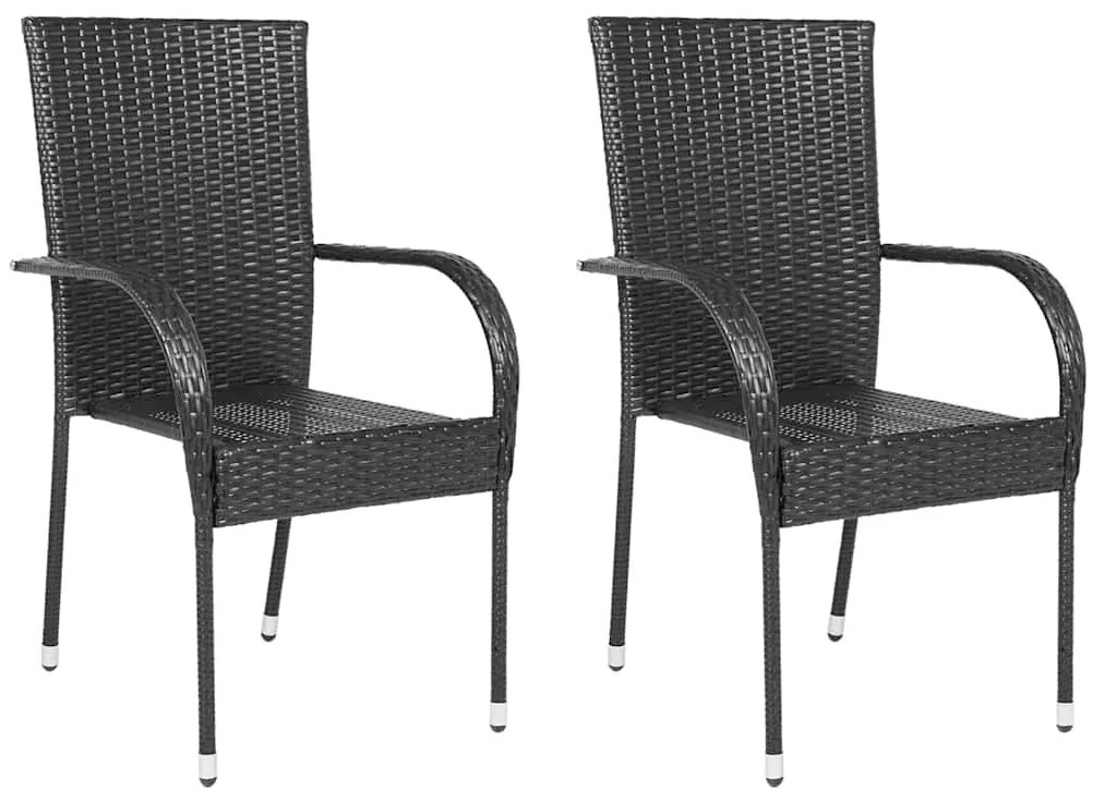 vidaXL Καρέκλες Κήπου Στοιβαζόμενες 2 τεμ. Μαύρες από Συνθετικό Ρατάν