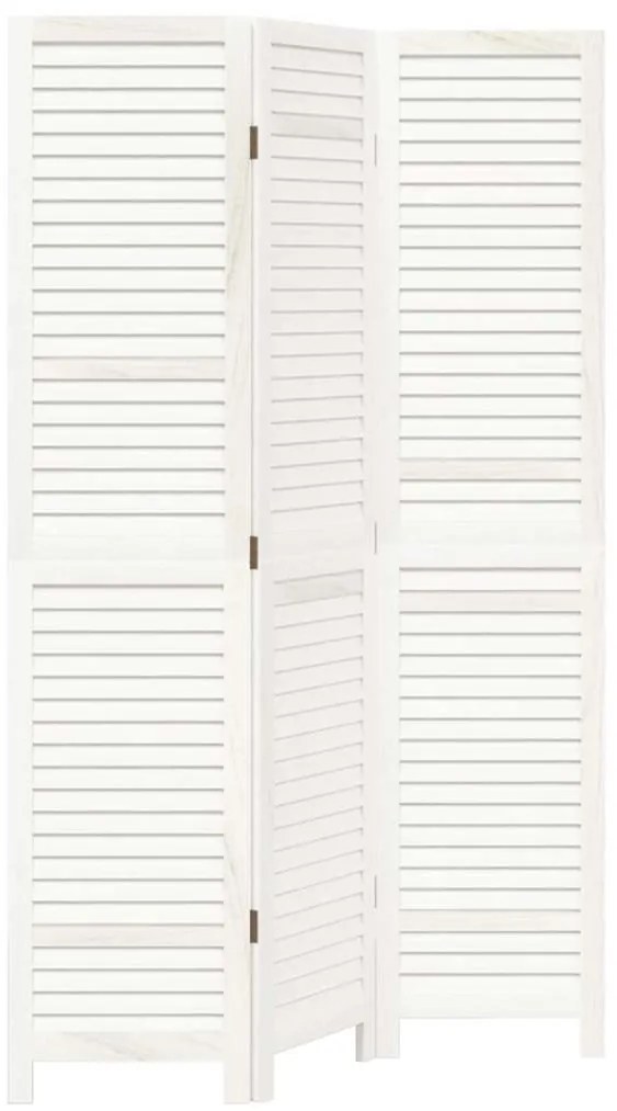 vidaXL Διαχωριστικό Χώρου με 3 Πάνελ Λευκό από Μασίφ Ξύλο Παυλώνιας