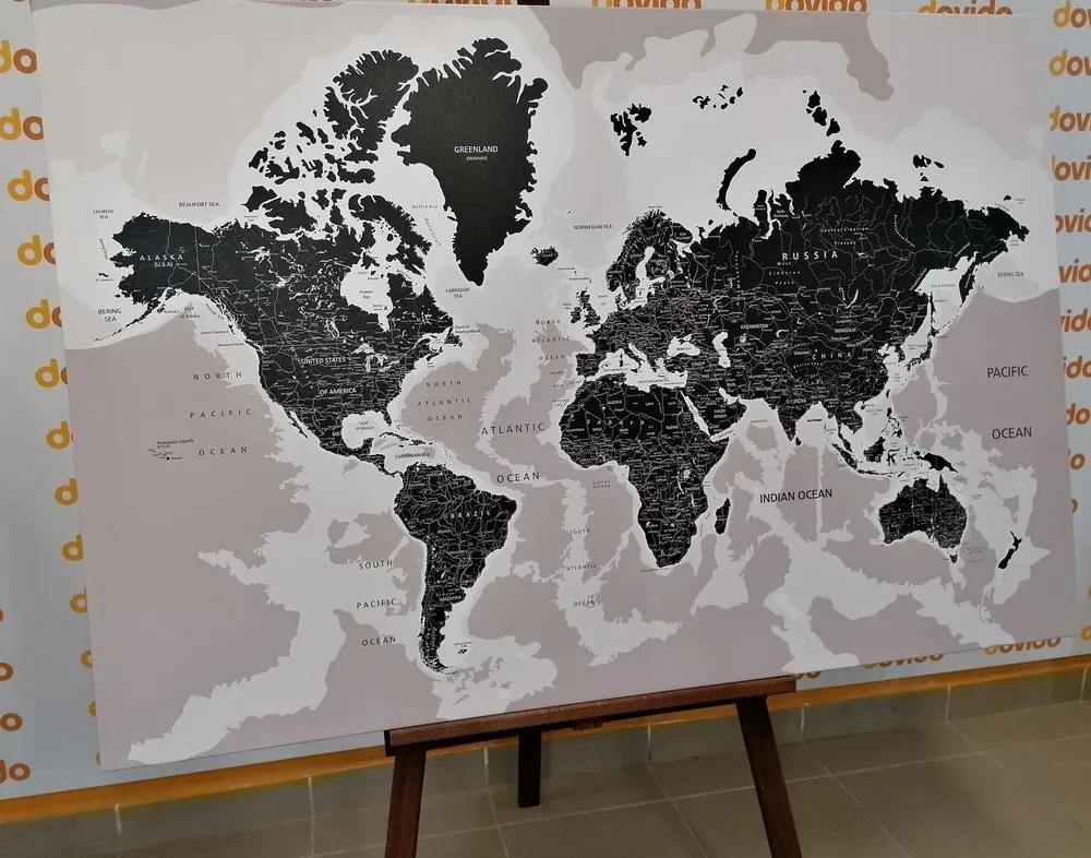Εικόνα σε φελλό ενός σύγχρονου ασπρόμαυρου χάρτη - 120x80  flags