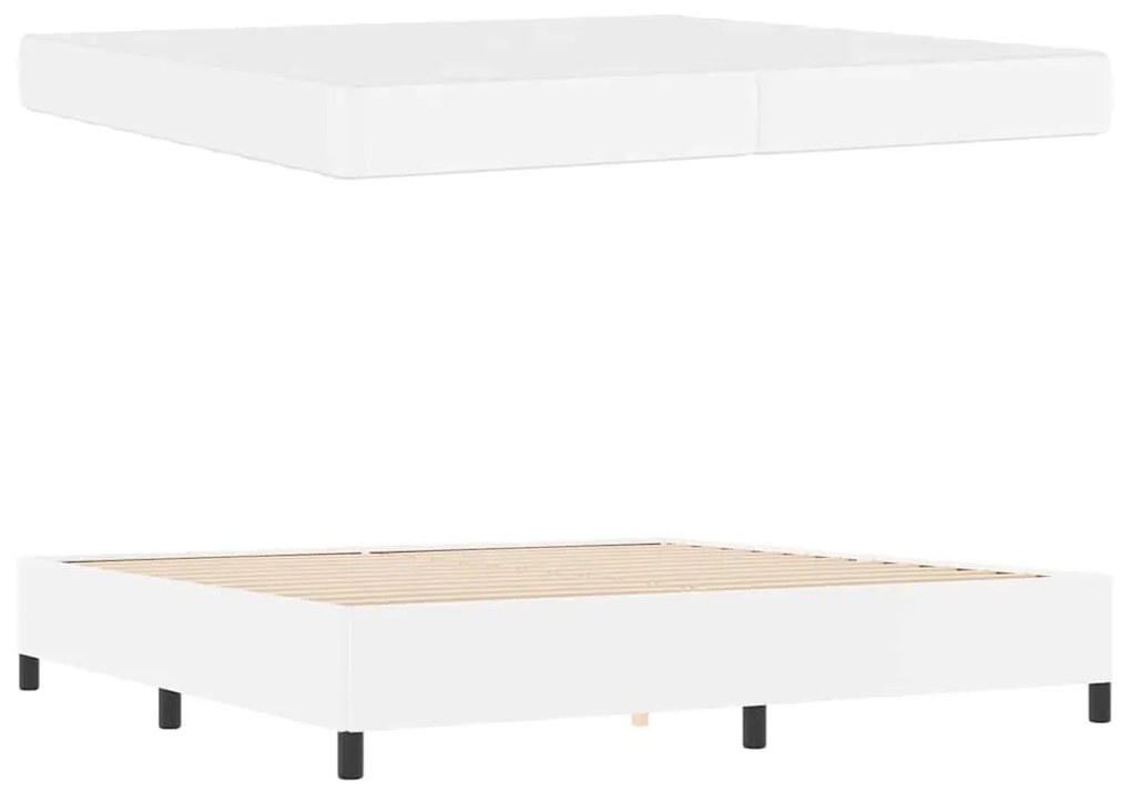 vidaXL Σκελετός κρεβατιού με στρώμα Λευκό 200 x 200 cm Τεχνητό δέρμα