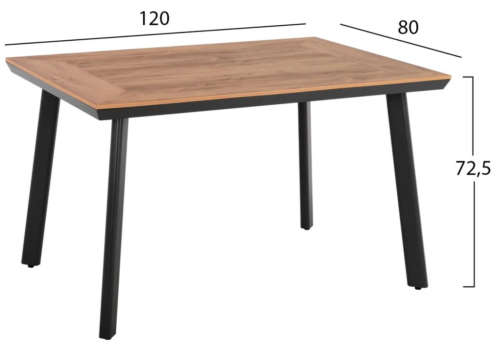 Τραπέζι TABER Αλουμινίου Ανθρακί με Επιφάνεια Polywood 120x80x72,5Υ εκ. 120x80x72.5 εκ.