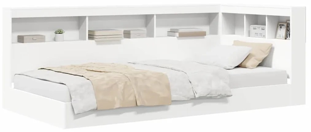 vidaXL Κρεβάτι Βιβλιοθήκης Λευκό 100 x 200 cm Επεξεργασμένο ξύλο