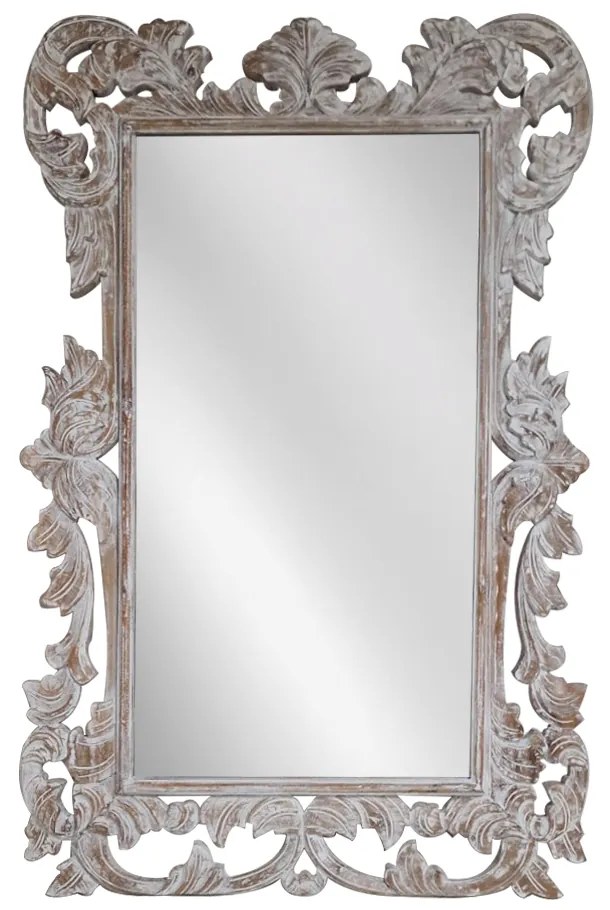 Artekko Mirroki Ξύλινος Λευκός Πατίνα Σκαλιστός Καθρέπτης Τοίχου (150x100)cm - 667-4029 - 667-4029