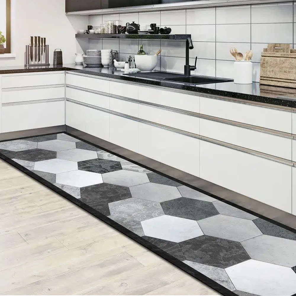 Διάδρομος Βινυλίου Grey Exagons 83610 Black-Grey Ango 50X180 Vinyl