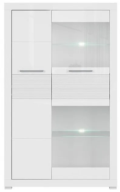 Βιτρίνα Boston G111, 97x161x42cm, 62 kg, Γυαλιστερό λευκό, Άσπρο, Επεξεργασμένο γυαλί, Ινοσανίδες μέσης πυκνότητας, Πλαστικοποιημένη μοριοσανίδα