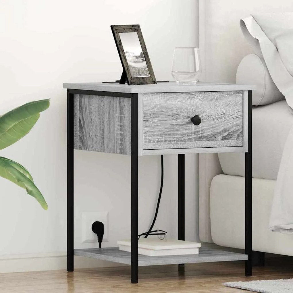 Κομοδίνο με συρτάρι 2 pcs Γκρίζο Σονομα 42 x 41 x 56 εκ.