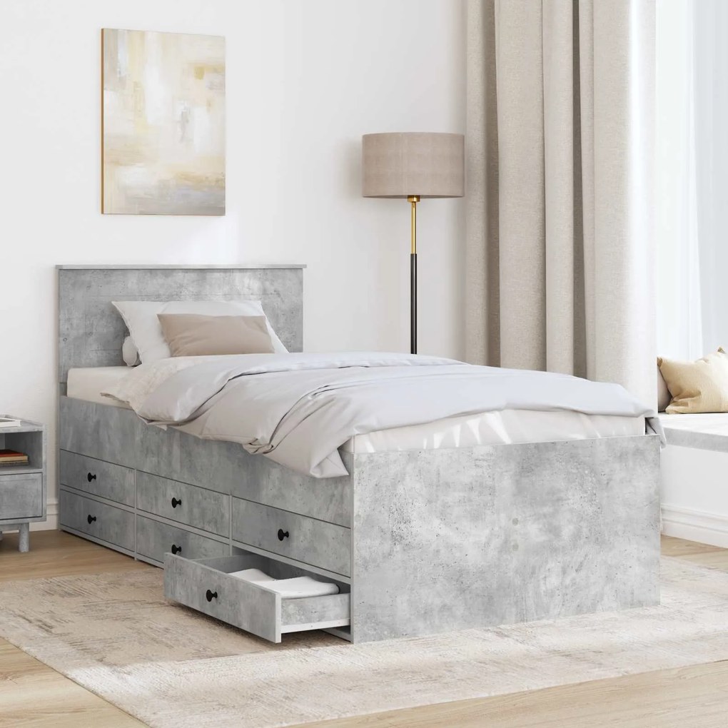 vidaXL Καναπές Κρεβάτι με συρτάρι Σκυρόδεμα Γκρι και Μαύρο 90 x 190 cm