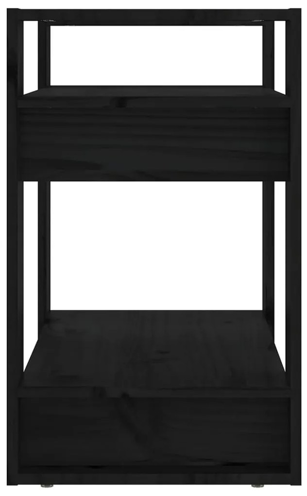vidaXL Βιβλιοθήκη/Διαχωριστικό Χώρου Μαύρο 60x35x57 εκ. Μασίφ Πεύκο