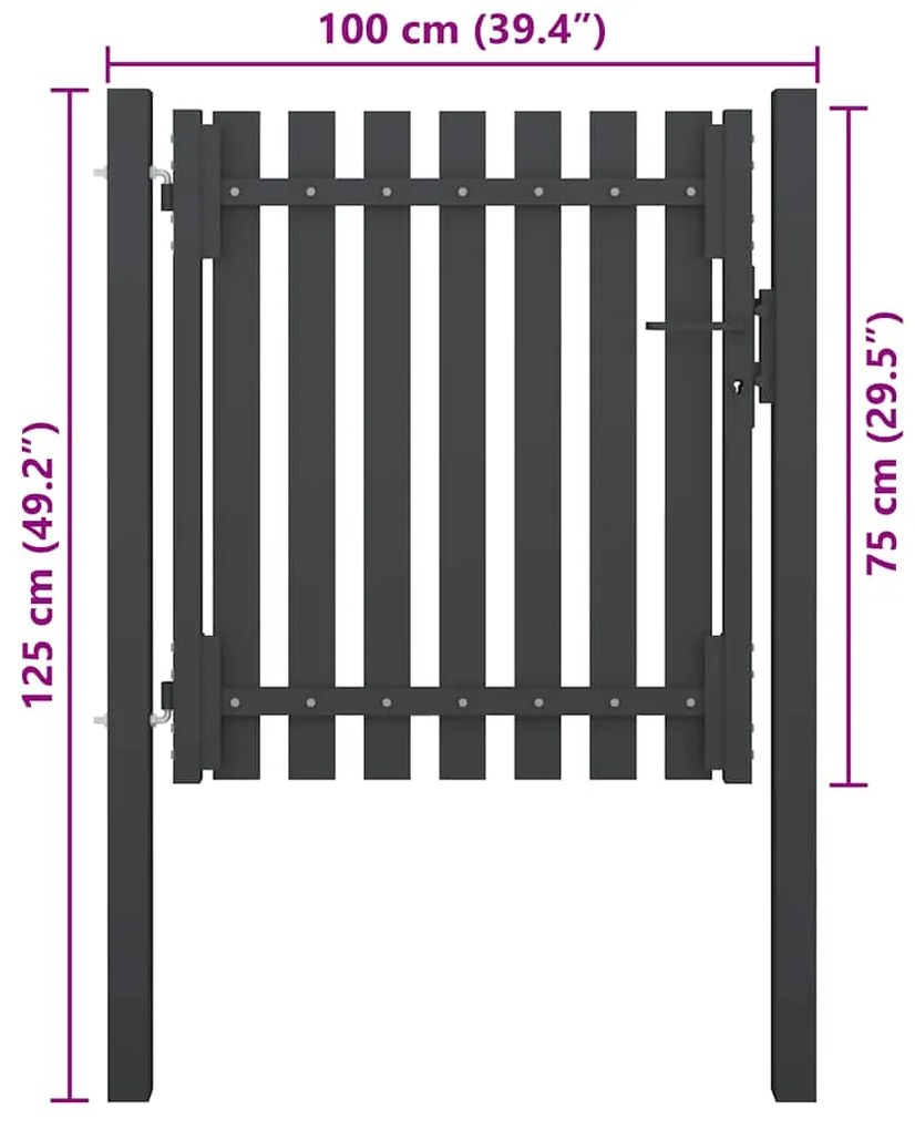 vidaXL Πύλη Κήπου Ανθρακί 100x75 εκ. από Ατσάλι