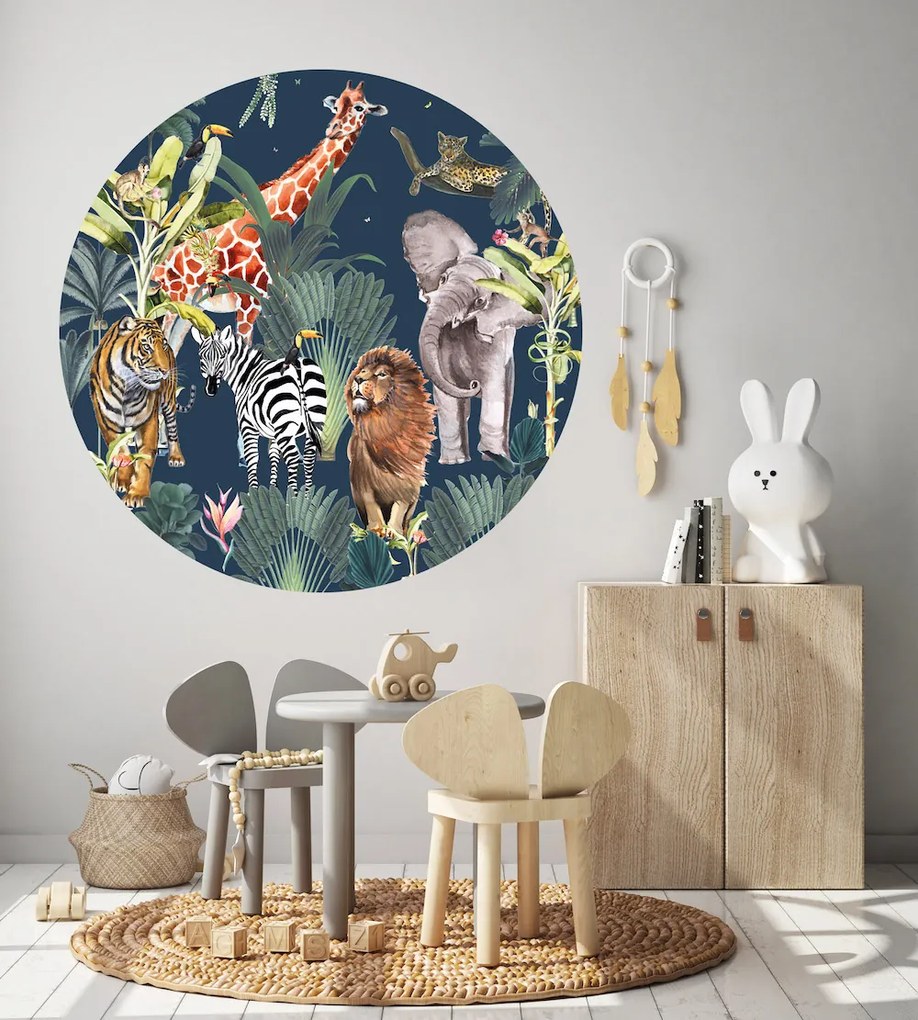 Kids Rould Wall Sticker Ζωάκια της Ζούγκλας stick890 100cm 100cm