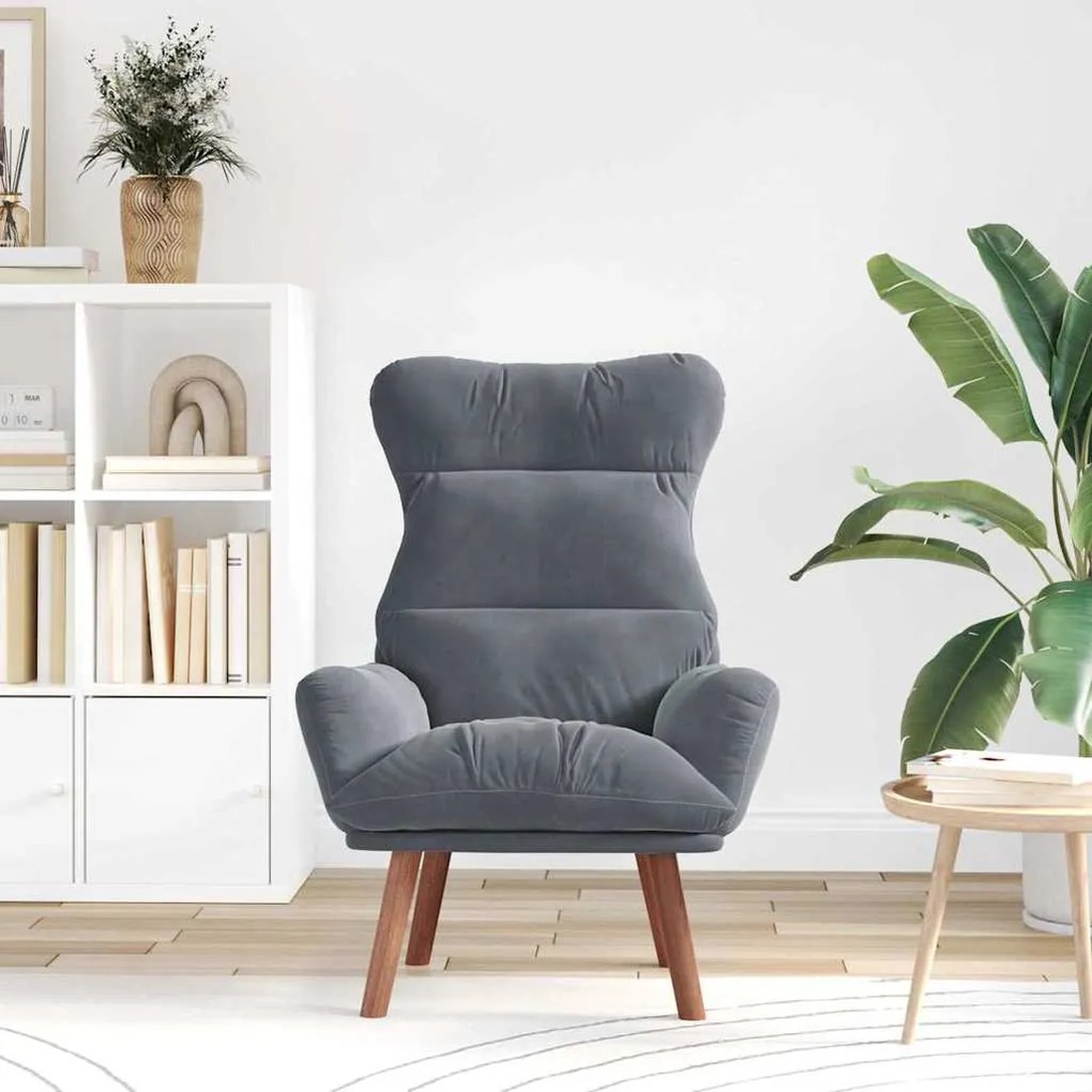 vidaXL Χαλαρωτική Πολυθρόνα Σκούρο γκρι 69 x 74 x 93 εκ. Βελούδο