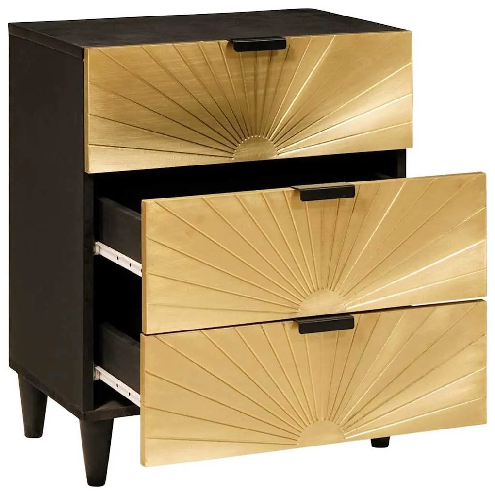 vidaXL Κομοδίνο με συρτάρι Μαύρο και Χρυσό 50 x 33 x 60 εκ