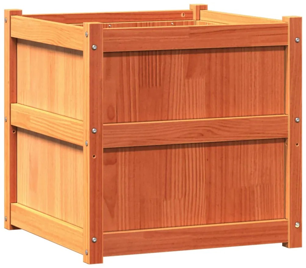 vidaXL Ζαρντινιέρες 2 τεμ. Καφέ Κεριού από Μασίφ Ξύλο Πεύκου