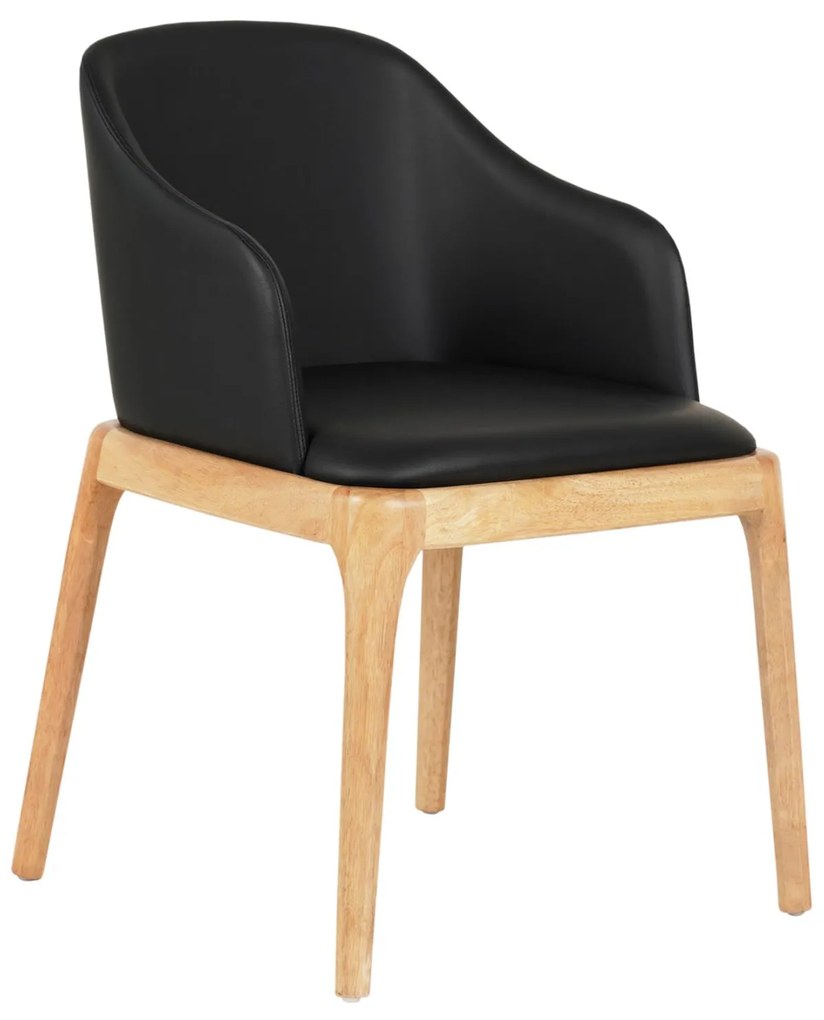 Πολυθρόνα Τραπεζαρίας FURLAN Rubberwood σε Oak-Μαύρο PU 54,5x58x78Υεκ. 54.5x58x78 εκ.