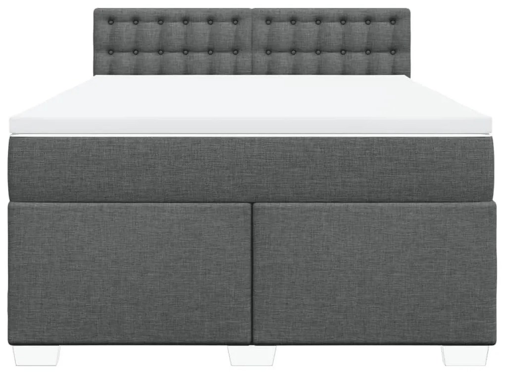 Κρεβάτι Boxspring με Στρώμα Σκούρο Γκρι 160x200 εκ Υφασμάτινο - Γκρι