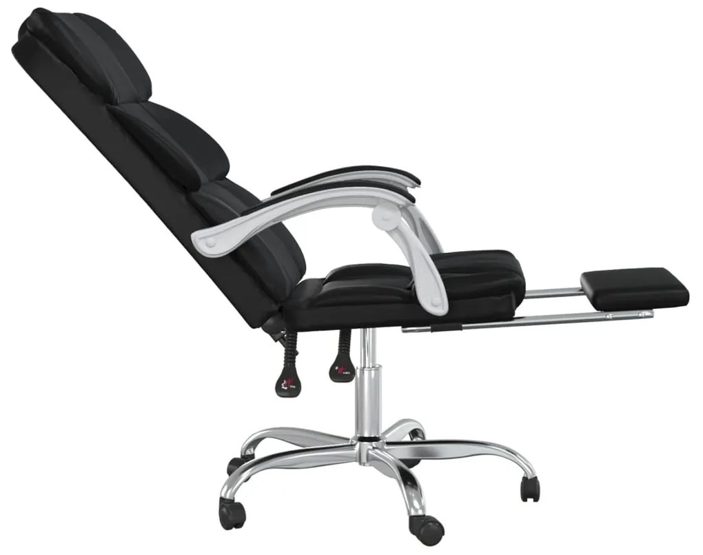 vidaXL Καρέκλα Γραφείου Ανακλινόμενη Μαύρη Συνθετικό δέρμα