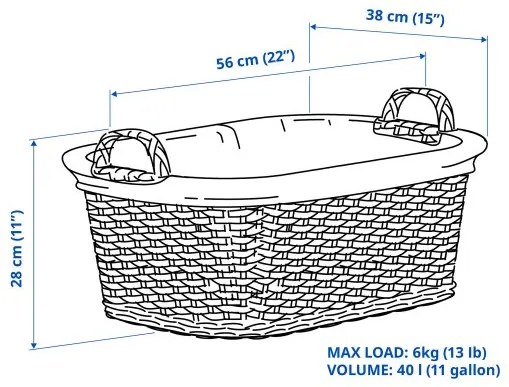 TOLKNING καλάθι για άπλυτα/χειροποίητο, 40 l 005.126.18