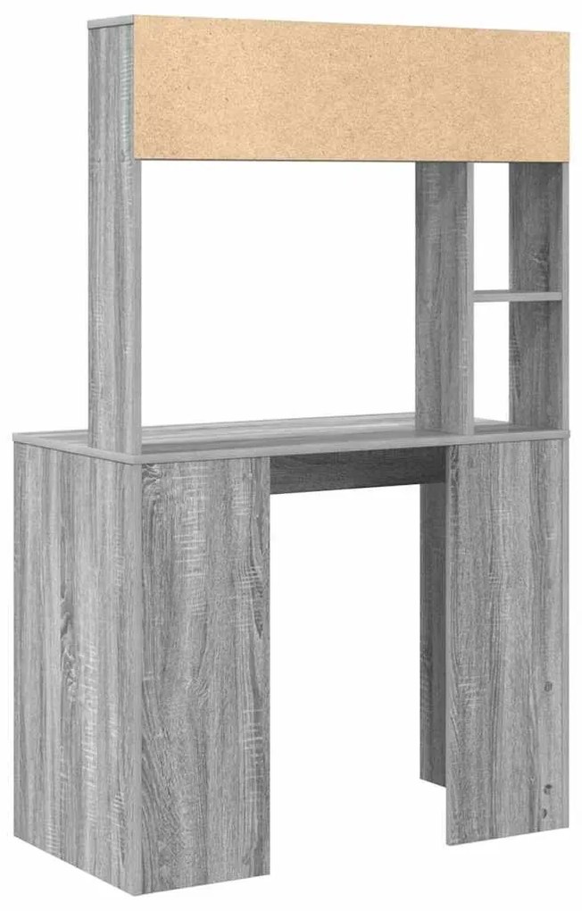 vidaXL Γραφείο με ράφι Γκρι sonoma 91 x 50 x 149 εκ Επεξεργασμένο ξύλο