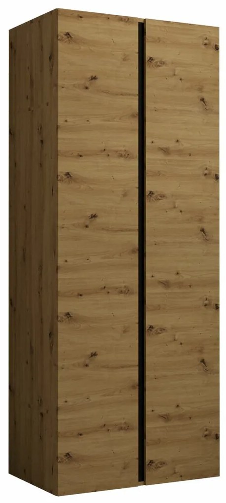 Ντουλάπα Hartford 367, Artisan βελανιδιά, Μαύρο, 186x74x44cm, 50 kg, Πόρτες ντουλάπας: Με μεντεσέδες, Αριθμός ραφιών: 4, Αριθμός ραφιών: 4