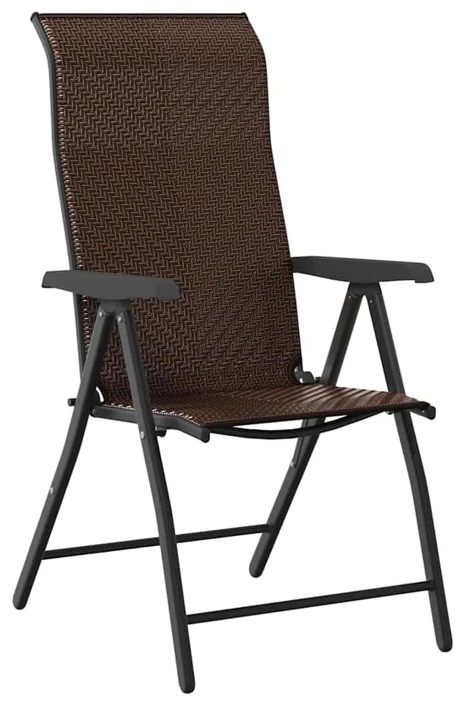 vidaXL Σέτ φαγητού για κήπο Ρυθμιζόμενο ύψος 5 pcs Καφέ Πολυ ράταν
