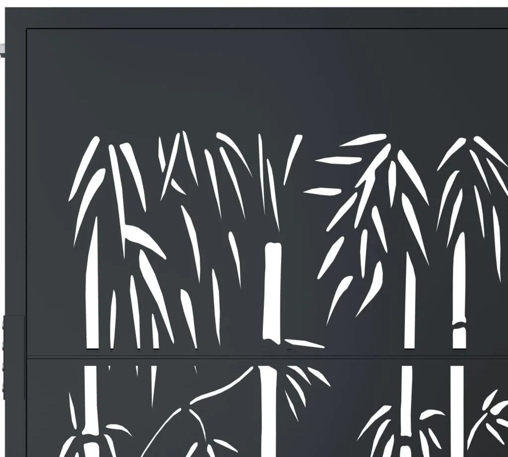 vidaXL Πόρτα Κήπου Ανθρακί 100x100 εκ. Σχέδιο Ατσάλινου Μπαμπού