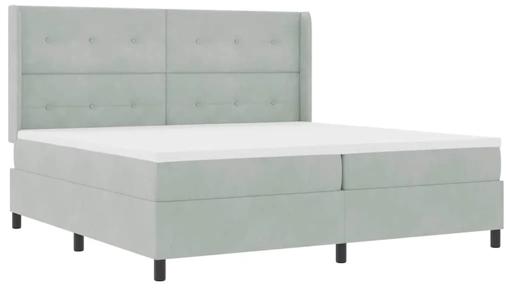 vidaXL Κρεβάτι Box Spring LED με Στρώμα Ανοιχτό γκρι 200 x 200 cm