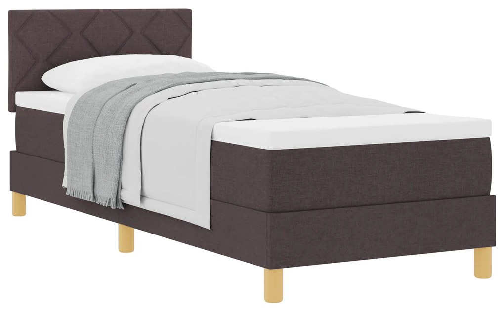vidaXL Κρεβάτι box spring με στρώμα με στρώμα Σκούρο καφέ Σκούρο καφέ