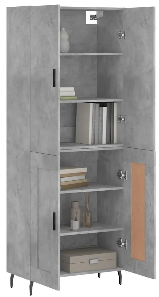 vidaXL Ντουλάπι Γκρι Σκυροδέματος 69,5x34x180 εκ. Επεξεργασμένο Ξύλο