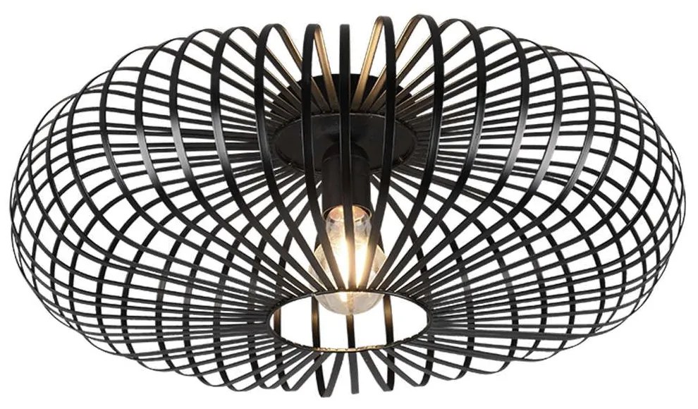 Φωτιστικό Οροφής - Πλαφονιέρα Johann 606905032 1xE27 60W Φ50cm 18 cm Black Mat Trio Lighting Metal