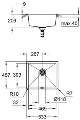 Νεροχύτης K700U Grohe-Anthraki - Gkri