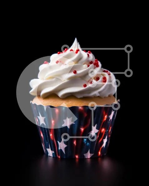 Intra Συλλεκτικό Ξύλινο Παζλ Plywood  4mm - Πατριωτικό Cupcake με Κόκκινα, Λευκά και Μπλε αστέρια Σε Ξύλινο Κουτί - Διαστάσεις: 10x10 cm – 25 κομμάτια