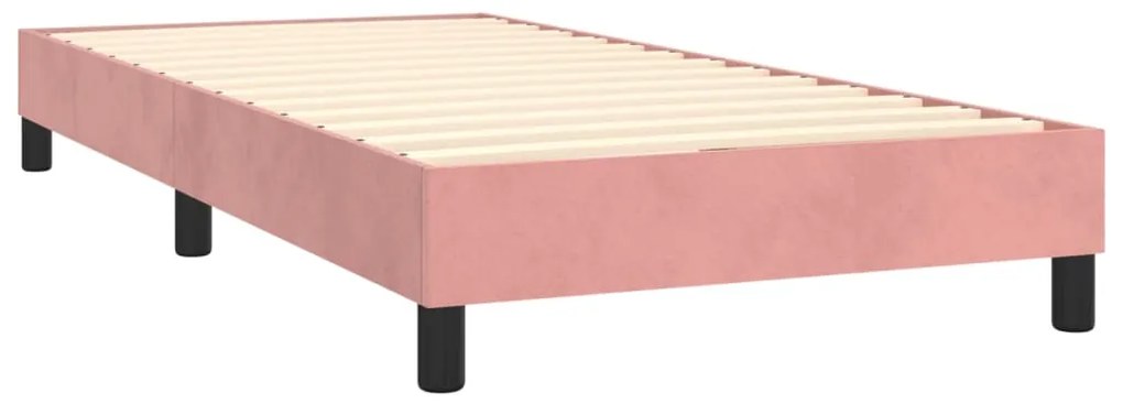 vidaXL Κρεβάτι Boxspring με Στρώμα Ροζ 100x200 εκ. Βελούδινο