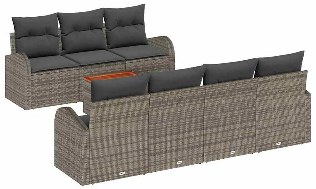 vidaXL Σετ Καναπέ Κήπου με μαξιλάρι 8 pcs Γκρι συνθετικό ρατάν