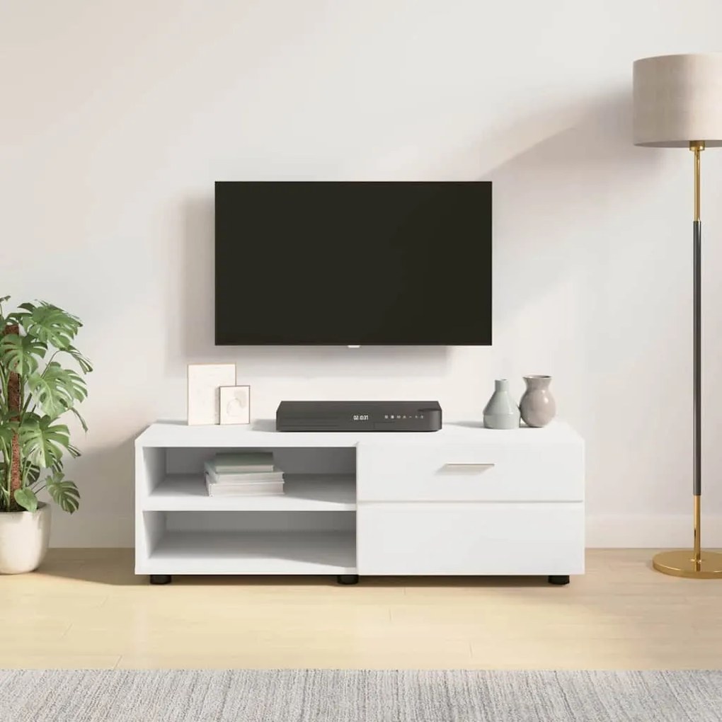 vidaXL Ντουλάπι TV με ράφι Λευκό 100.5 x 39 x 30 εκ Επεξεργασμένο ξύλο