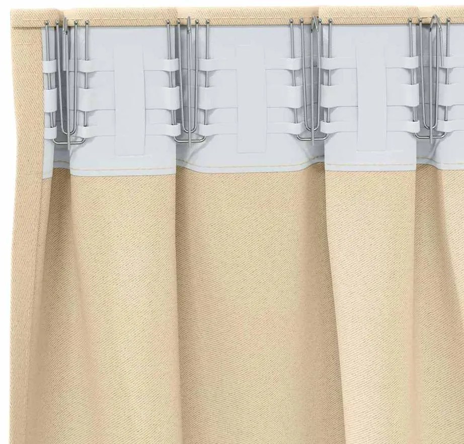 vidaXL Κουρτίνες με κουρτίνες 2 pcs Κρεμ 175x140εκ. Πολυεστέρας