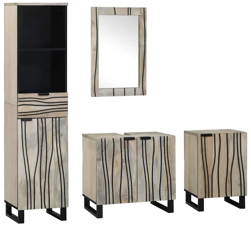 vidaXL Σετ Επίπλων Μπάνιου 4 pcs Καρυδιά Καφέ Επεξεργασμένο ξύλο