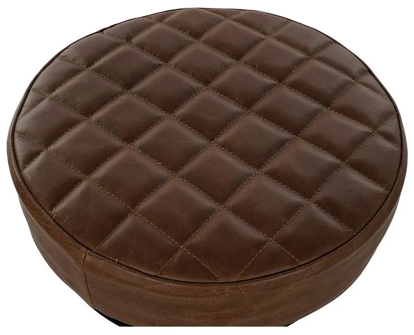 Σκαμπό DKD Home Decor Μαύρο Δέρμα Μέταλλο Ανοιχτό καφέ (44 x 38 x 82 cm)